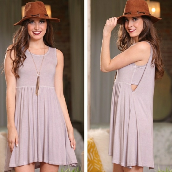 Vintage Wash Lilac Babydoll Sleeveless Dress - Picture 2 of 3